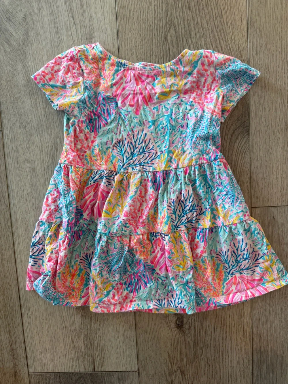 Lilly Pulitzer Multicolor Coral Reef Tiered Dress - Pink, Aqua & Yellow